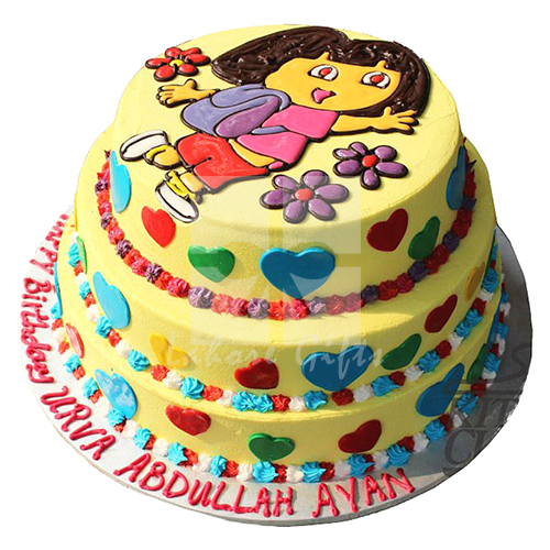 dora theme cake | dora cake | dora theme birthday cake, - YouTube